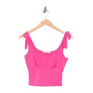 Lush Scoop Neck Tie Strap Crop Top Light Fuchsia Pink Size Medium NWOT $22 MSRP